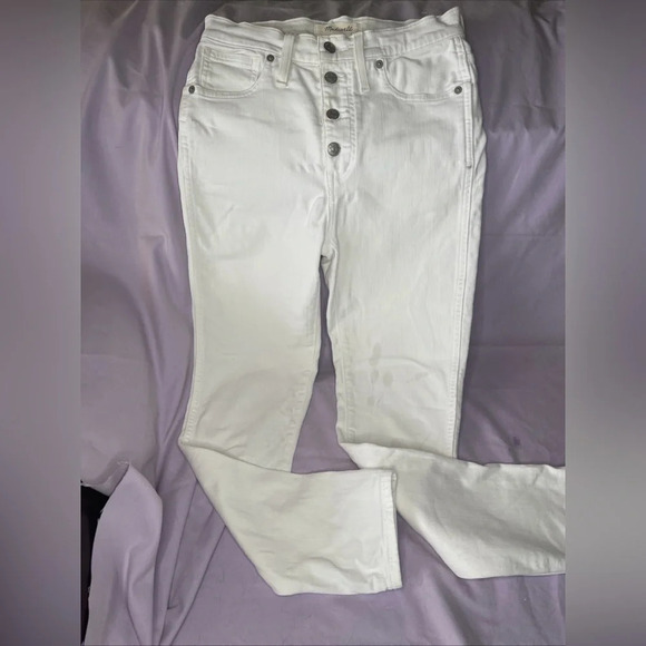 Madewell Jeans Womens Sz 27 10" High Rise Skinny Crop White Button Fly Mom Denim - Picture 2 of 6